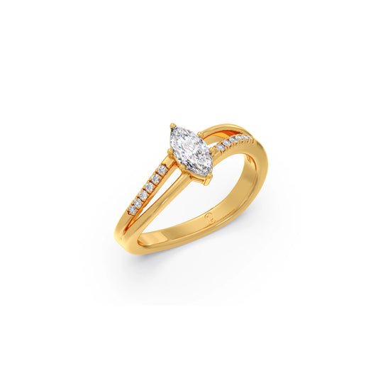 Marquise-Cut Diamond Split Shank Ring - Yellow