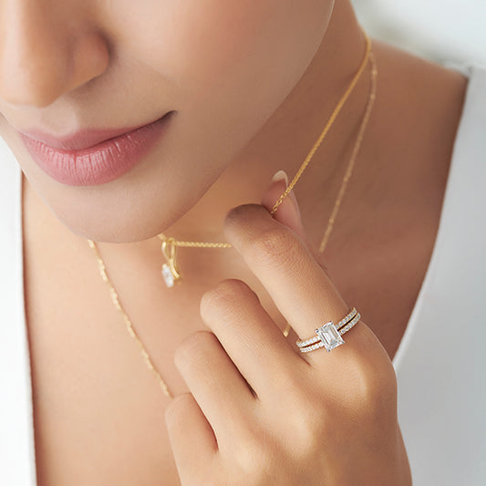 Stackable Emerald-Cut Wedding Ring