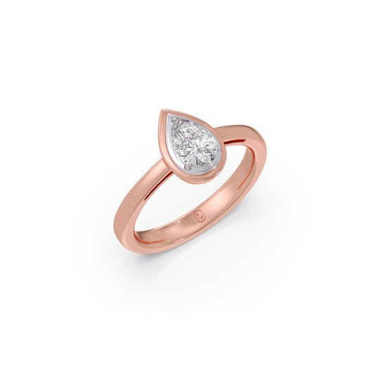 Pear Solitaire Bezel-Set Engagement Ring - Rose