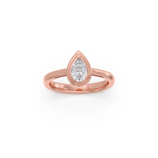 Pear Solitaire Bezel-Set Engagement Ring