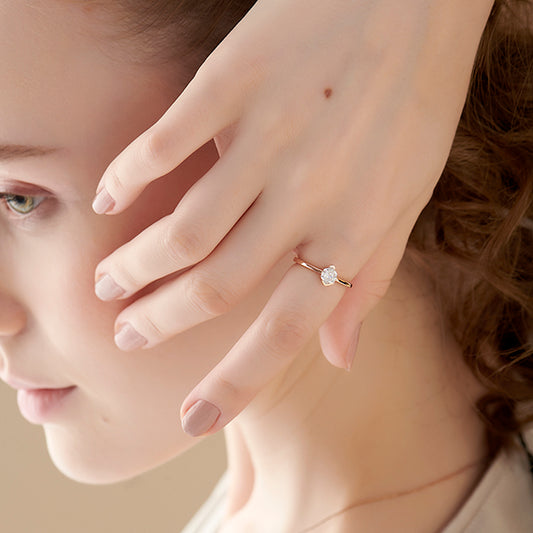 Hexa Solitaire Half Bezel Diamond Ring - MQ