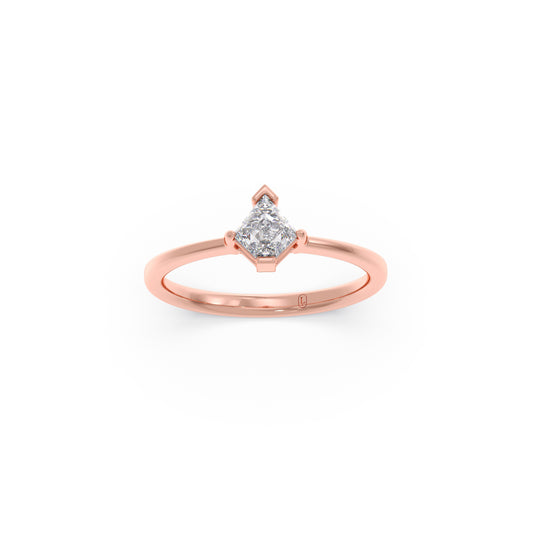 Glistening Coffin-Cut Solitaire Ring - Rose
