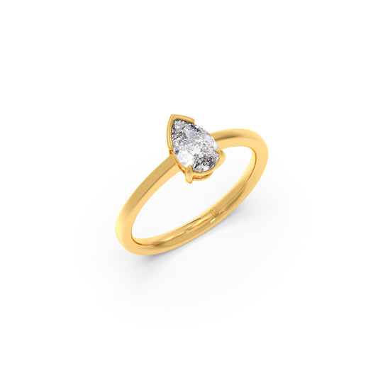 Serenity Pear Solitaire Diamond Ring - Yellow