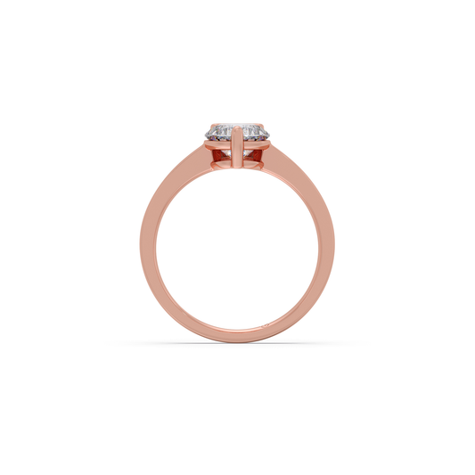 Portuguese Solitaire Half Bezel Diamond Ring - Rose