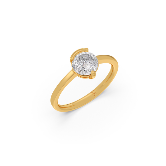 Portuguese Solitaire Half Bezel Diamond Ring