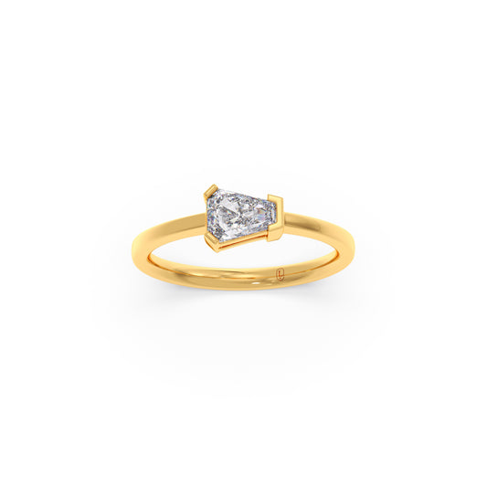Ellipse Pin-Cut Solitaire Ring - Yellow