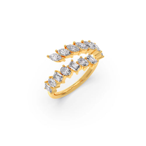 Marquise, Oval, and Emerald-Cut Diamond Bypass Ring