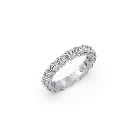 3.06CT Round Cut Diamond Eternity Band - White