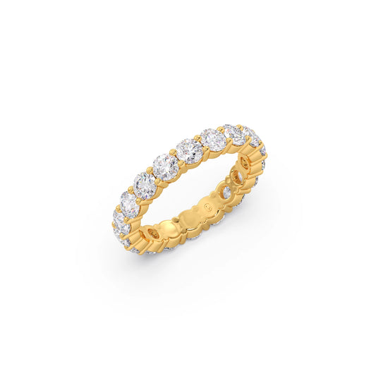 3.06CT Round Cut Diamond Eternity Band - Yellow
