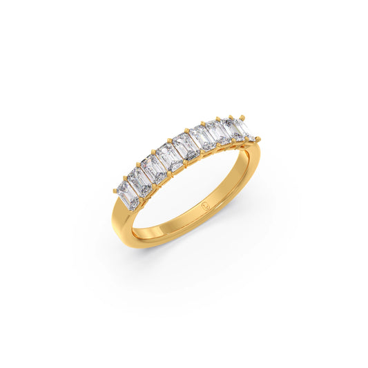 1.00ct Half Eternity Emerald Diamond Band - Yellow