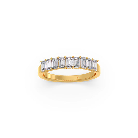 1.00ct Half Eternity Emerald Diamond Band - Yellow