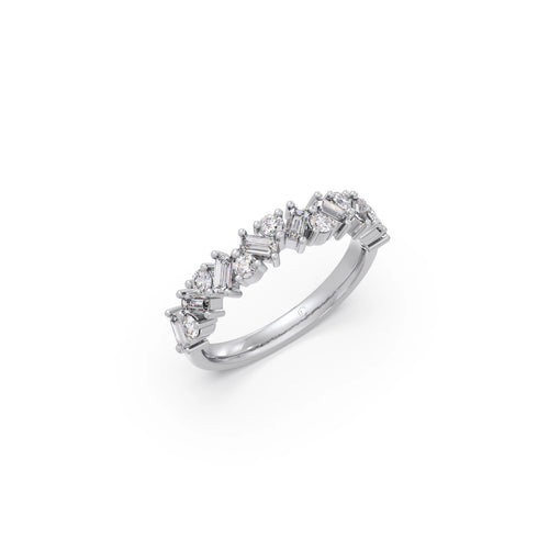 0.59Ct Baguette & Round Diamond Half Eternity Band