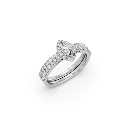 Marquise and Round Diamond Pave Stackable Ring