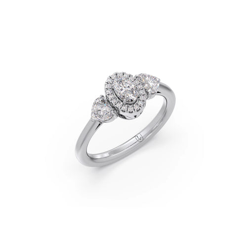 Heart, Oval, and Round Cut Diamond Trilogy Ring