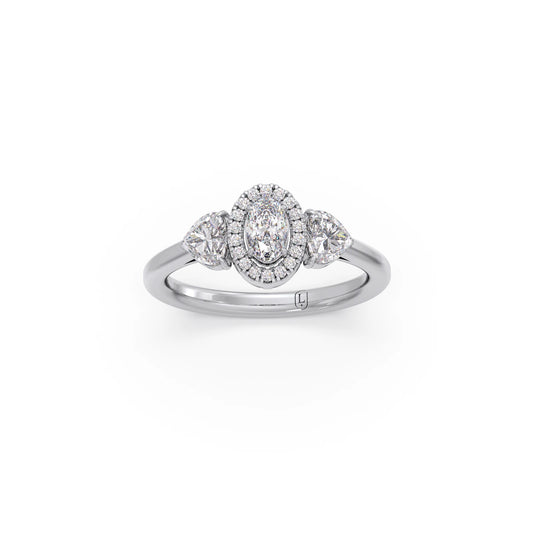 Heart, Oval, and Round Cut Diamond Trilogy Ring