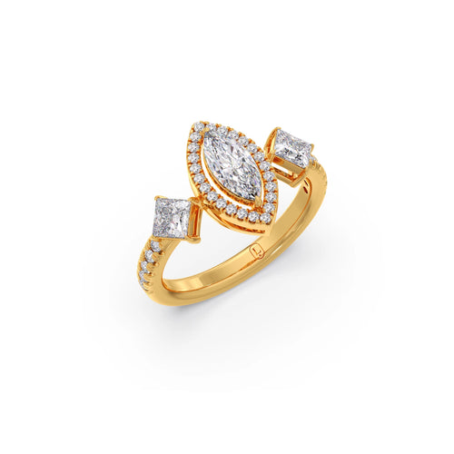 Princess, Marquise & Round Cut Diamond Trilogy Ring