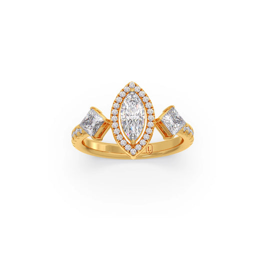 Princess, Marquise & Round Cut Diamond Trilogy Ring
