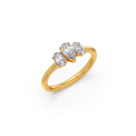 Pear and Oval Diamond Trilogy Ring