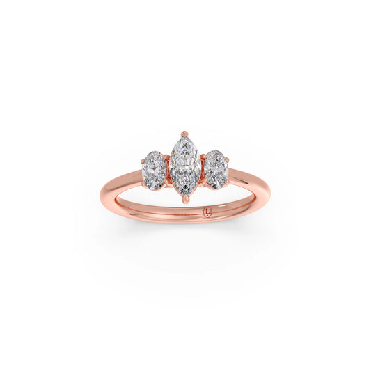Elegant Marquise & Oval Cut Diamond Trilogy Ring