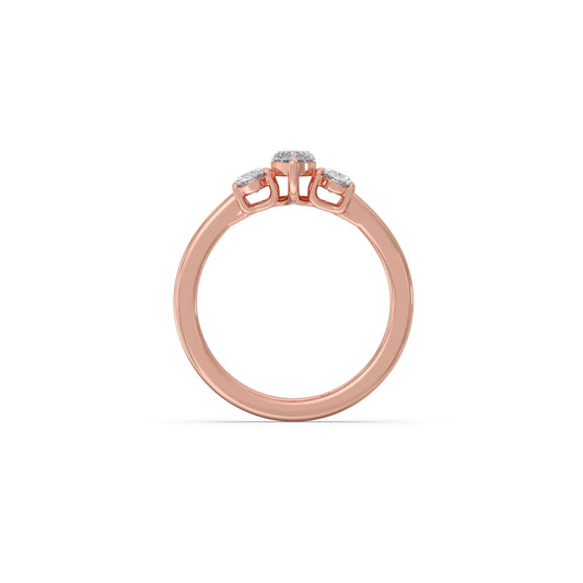 Elegant Marquise & Oval Cut Diamond Trilogy Ring