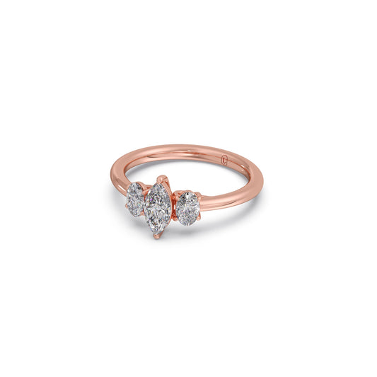 Elegant Marquise & Oval Cut Diamond Trilogy Ring