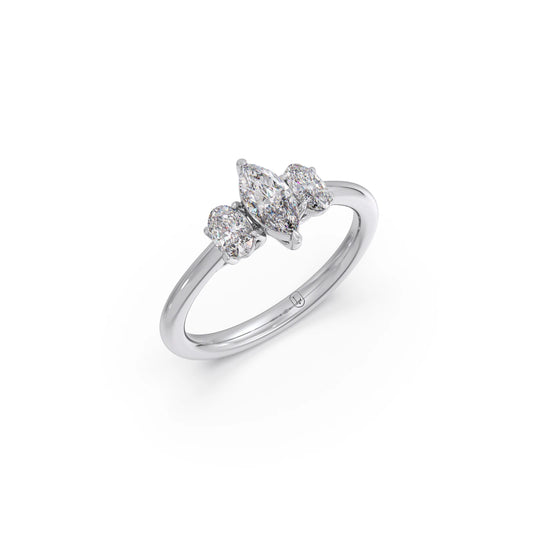 Elegant Marquise & Oval Cut Diamond Trilogy Ring