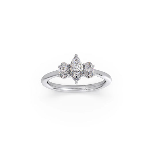 Elegant Marquise & Oval Cut Diamond Trilogy Ring