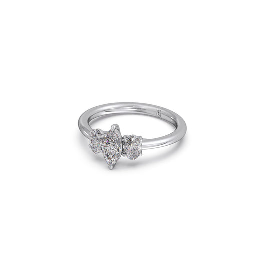 Elegant Marquise & Oval Cut Diamond Trilogy Ring
