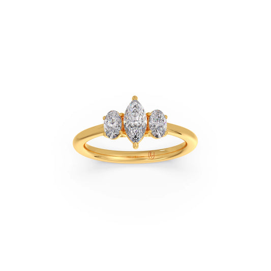 Elegant Marquise & Oval Cut Diamond Trilogy Ring