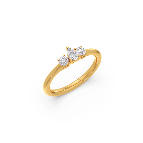 Classic Pear & Round Cut Diamond Trilogy Ring