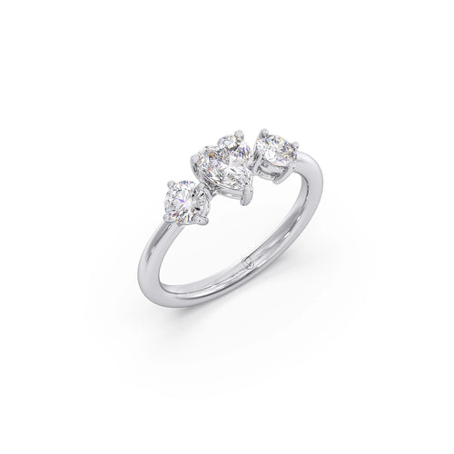 Trilogy Heart and Round Diamond Ring