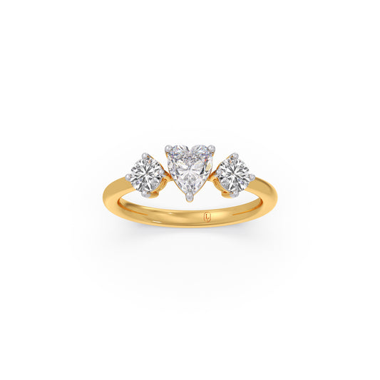 Trilogy Heart and Round Diamond Ring - Yellow