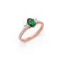 Green Gemstone and Round Diamond Trilogy Ring