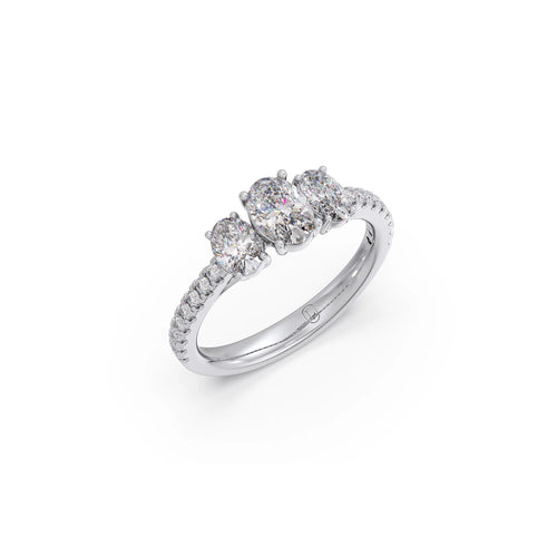 Oval and Round Diamond Trilogy Ring