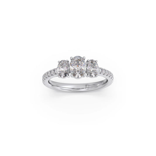 Oval and Round Diamond Trilogy Ring