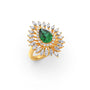 Pear Gemstone with Marquise and Round Diamond Halo Ring