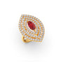 Red Radiance Round Diamond With Gemstone Ring