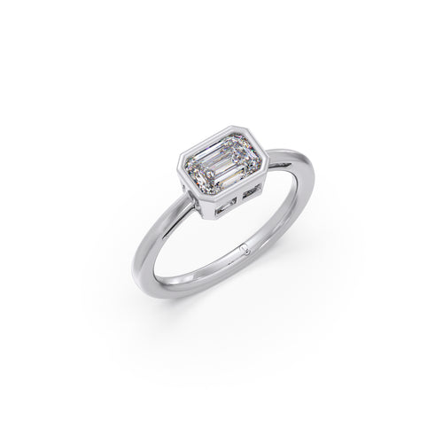Sleek Emerald Cut Bezel Ring