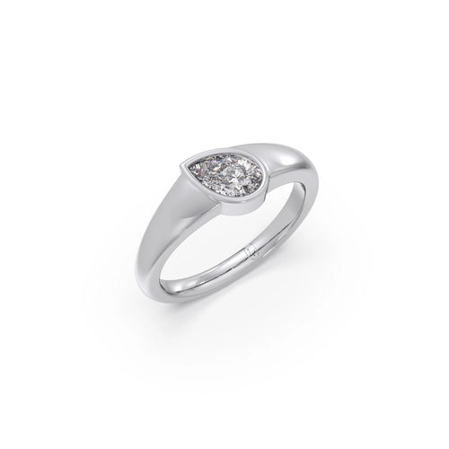Bezel Set Pear Diamond Ring