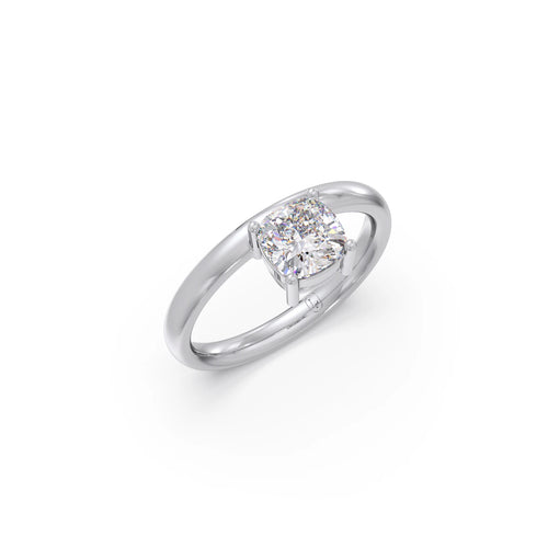 Four-Prong Cushion Cut Diamond Ring