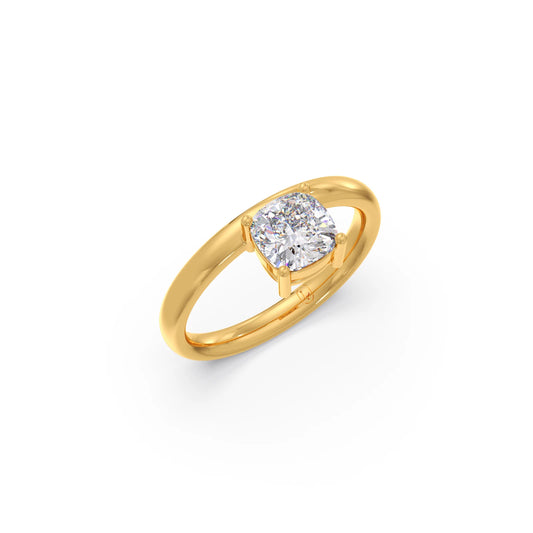 Four-Prong Cushion Cut Diamond Ring - Yellow