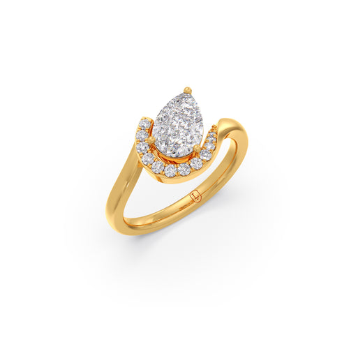 Pear & Round Wavy Diamond Ring