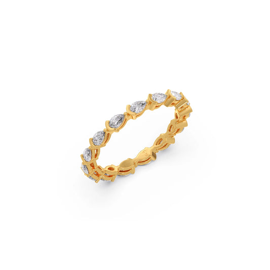 Half Bezel Pear Diamond Ring - Yellow