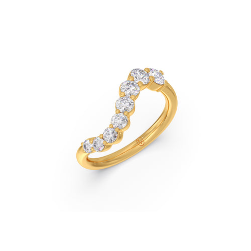 Curved Round Diamond Ring