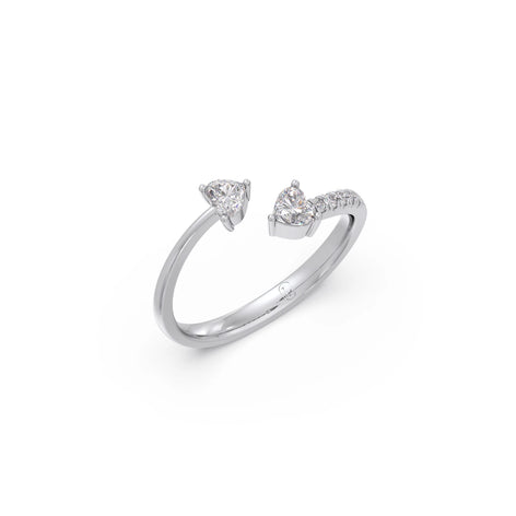 0.45ct Heart & Round Diamond Toi et Moi Ring