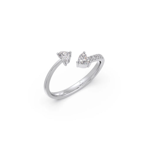 0.45ct Heart & Round Diamond Toi et Moi Ring