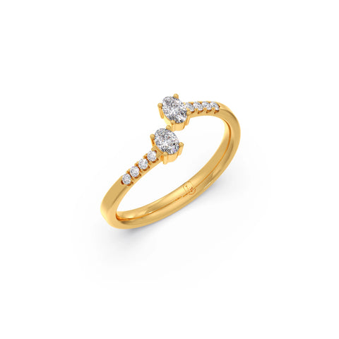 0.28ct Oval & Round Diamond Toi et Moi Ring