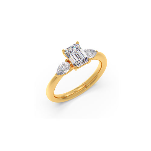 Emerald Horizon with Pear Droplets Diamond Ring