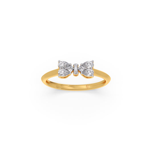 Princess With Pear Diamond Ring - Yellow