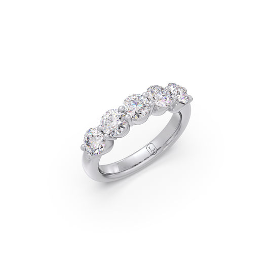 Round Diamond Anniversary Band - White